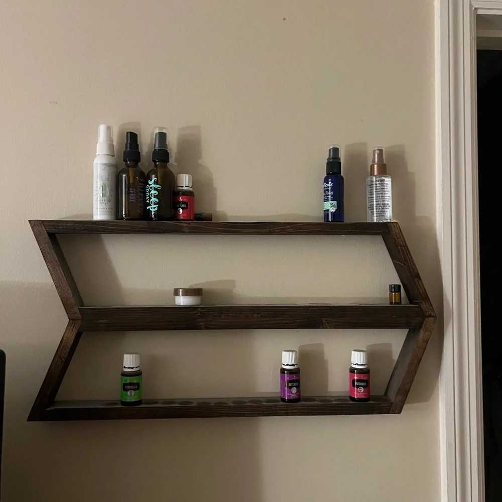 Farmhouse Arrow Shelf Brown Wooden Wall Shelf Essential Oil Storage